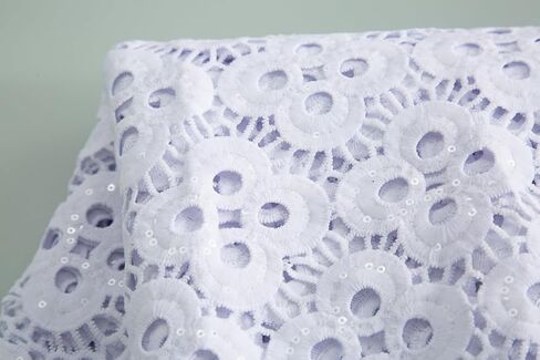 African Lace Fabric 5 Yards, Nigerian Solid White Jacquard Water Soluble Lace Fabric for Party Wedding Dress Sewing in Saudi Arabia