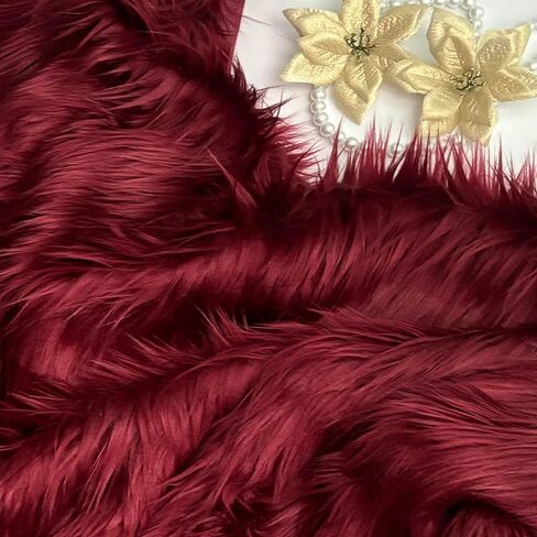 Bianna Ruby Red Burgundy Faux Fur Fabric, 60 inches Wide Options, American Seller, Luxury Shag Shaggy Material for Crafting, Sewing, Costumes, Fursuits, Home Decor (8x8 inches) in Saudi Arabia