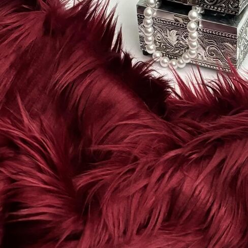 Bianna Ruby Red Burgundy Faux Fur Fabric, 60 inches Wide Options, American Seller, Luxury Shag Shaggy Material for Crafting, Sewing, Costumes, Fursuits, Home Decor (8x8 inches) in Saudi Arabia
