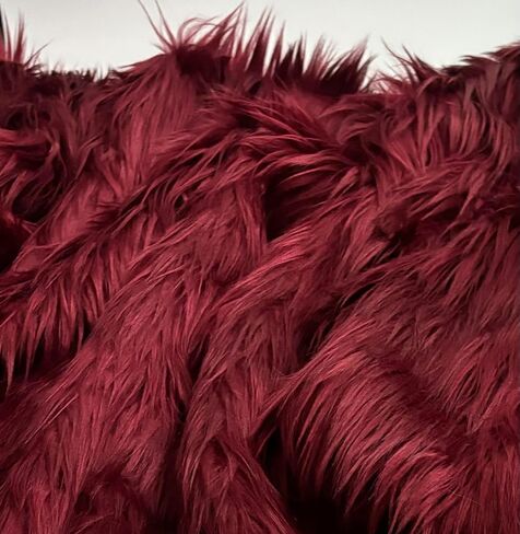 Bianna Ruby Red Burgundy Faux Fur Fabric, 60 inches Wide Options, American Seller, Luxury Shag Shaggy Material for Crafting, Sewing, Costumes, Fursuits, Home Decor (8x8 inches) in Saudi Arabia