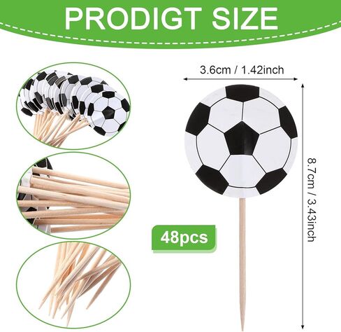 48 PCS Soccer Cupcake Toppers ، Sports Thief Football Cupcake يختار لكرة القدم لعبة لعبة Baby Shower Wedding Cake Cake Decoration in Kuwait