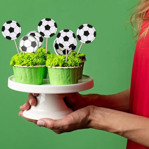 48 PCS Soccer Cupcake Toppers ، Sports Thief Football Cupcake يختار لكرة القدم لعبة لعبة Baby Shower Wedding Cake Cake Decoration in Kuwait