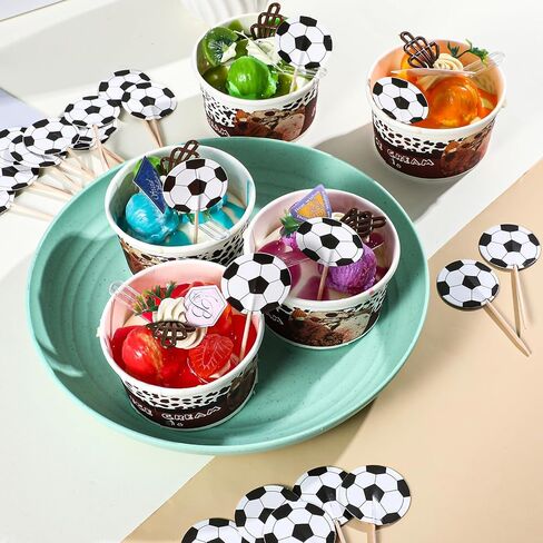 48 PCS Soccer Cupcake Toppers ، Sports Thief Football Cupcake يختار لكرة القدم لعبة لعبة Baby Shower Wedding Cake Cake Decoration in Kuwait