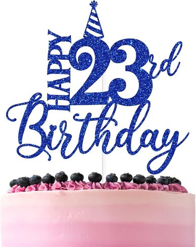Blue Glitter Happy 23rd Birthday Cake Topper, I'm 23 Bitches/Look At You Turning 23 & Shit, Funny 23rd Birthday Party Decorations Supplies in Kuwait