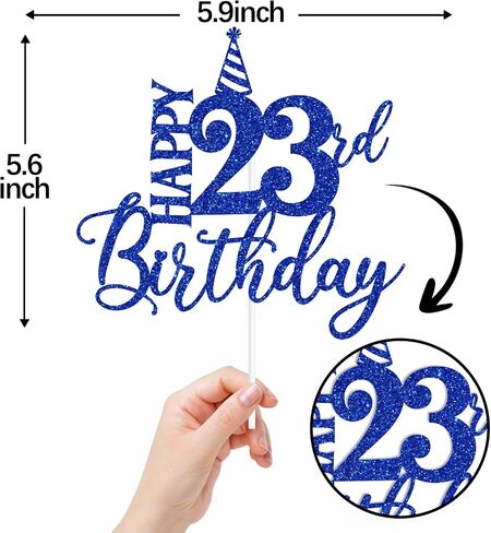 Blue Glitter Happy 23rd Birthday Cake Topper, I'm 23 Bitches/Look At You Turning 23 & Shit, Funny 23rd Birthday Party Decorations Supplies in Kuwait