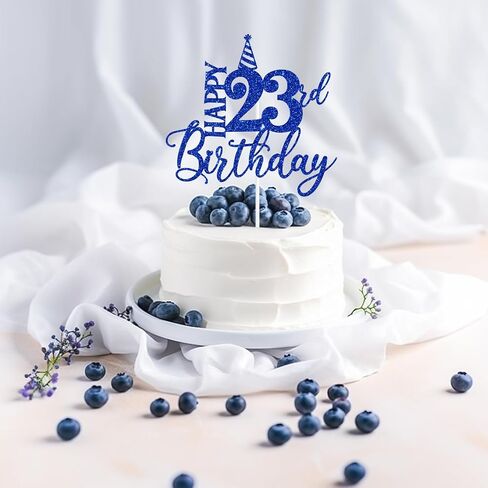 Blue Glitter Happy 23rd Birthday Cake Topper, I'm 23 Bitches/Look At You Turning 23 & Shit, Funny 23rd Birthday Party Decorations Supplies in Kuwait