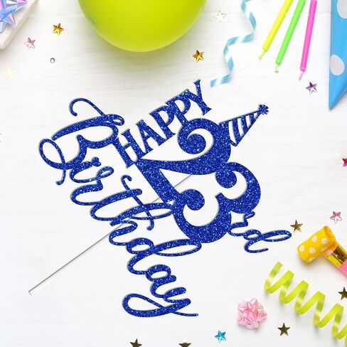 Blue Glitter Happy 23rd Birthday Cake Topper, I'm 23 Bitches/Look At You Turning 23 & Shit, Funny 23rd Birthday Party Decorations Supplies in Kuwait