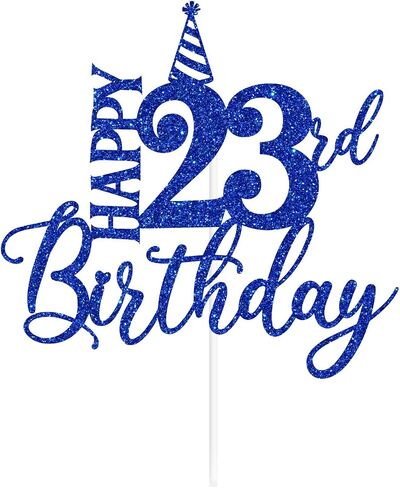 Blue Glitter Happy 23rd Birthday Cake Topper, I'm 23 Bitches/Look At You Turning 23 & Shit, Funny 23rd Birthday Party Decorations Supplies in Kuwait
