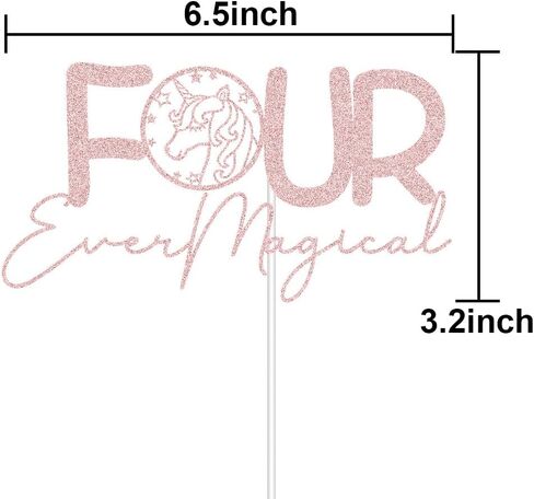 Fousever Magical Cake Topper - Unicorn تحت عنوان سعيد عيد ميلاد الرابع ديكورزات فتيان الصغار الصغار الفتيات 4 سنوات بوداي ديكورات اللوازم الوردي اللمعان in Kuwait