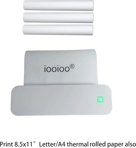 طابعة iooioo المحمولة ، طابعة حرارية بلوتوث اللاسلكية لورقة نقل استنسل الوشم ، مقابل 8.5 × 11 حرفًا ، ورق حراري مطول ومطوي (أسود ، دون حمل علبة) in Kuwait