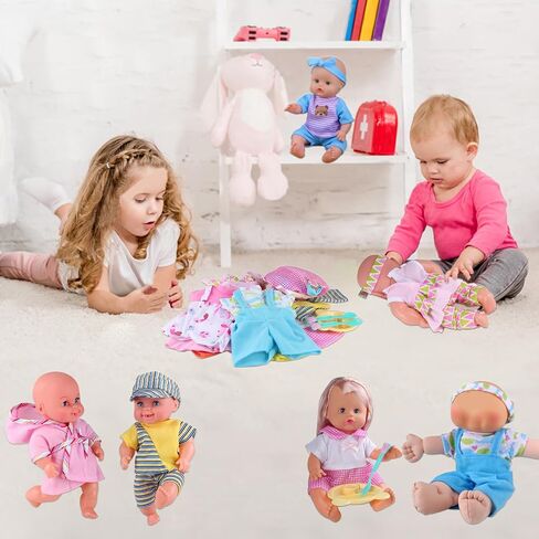 10 Sets for 10-11-12 Inch Baby Doll Clothes Dress Newborn Baby Doll Accessories Gown Costumes Outfits with Schoolbag Kitchen Toy Xmas Present (for 10-12'' Doll) in Kuwait