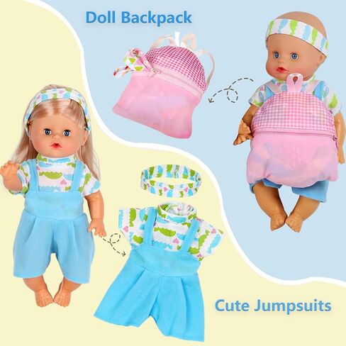 10 Sets for 10-11-12 Inch Baby Doll Clothes Dress Newborn Baby Doll Accessories Gown Costumes Outfits with Schoolbag Kitchen Toy Xmas Present (for 10-12'' Doll) in Kuwait