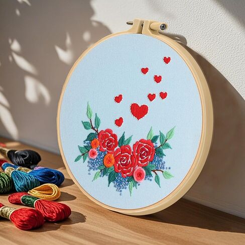 Loyisal Embroidery Kit for Beginner Adults, Adult DIY Hand Embroidery Set, Ideal for Valentine's Day and Home Decorations (Love A) in Saudi Arabia