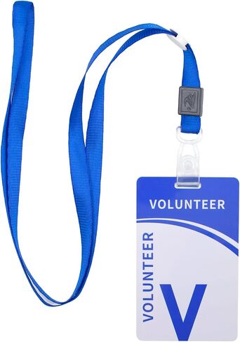 25pcs Visitor Badges Lanyard with PVC Visitor Card Pass Visitor Pass Lanyard Reusable Writable Identified Pass Identification Blue Badges for School Office Pass in Saudi Arabia