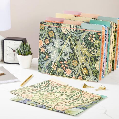 12 Pack William Morris Floral File Folders, Decorative 1/3 Cut Tab, Letter-Size Holders for Home Office in 6 Patterned Designs in Saudi Arabia