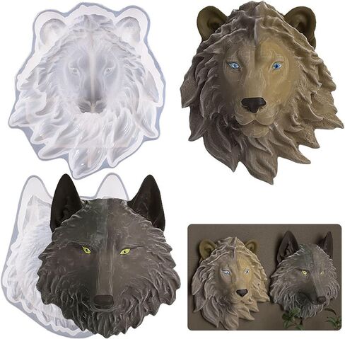 Animal Silicone Molds, Wolf's Head Resin Molds Casting Molds Epoxy Silicone Molds for DIY Resin Casting Wall Desktop, Cabinets Halloween Home Décor in Kuwait