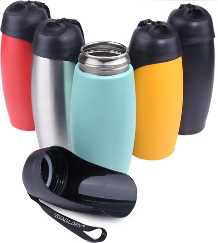 VIVAGLORY Dog Water Bottle, Pet Drinking Bottle, 25oz Portable & Leakproof Stainless Steel Dog Travel Water Bottle Bowl with Large Trough for Walking & Hiking, Mint Green in Saudi Arabia