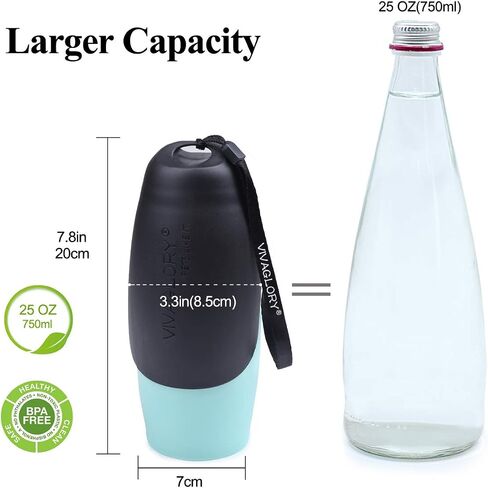 VIVAGLORY Dog Water Bottle, Pet Drinking Bottle, 25oz Portable & Leakproof Stainless Steel Dog Travel Water Bottle Bowl with Large Trough for Walking & Hiking, Mint Green in Saudi Arabia