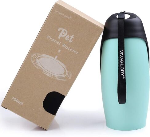 VIVAGLORY Dog Water Bottle, Pet Drinking Bottle, 25oz Portable & Leakproof Stainless Steel Dog Travel Water Bottle Bowl with Large Trough for Walking & Hiking, Mint Green in Saudi Arabia