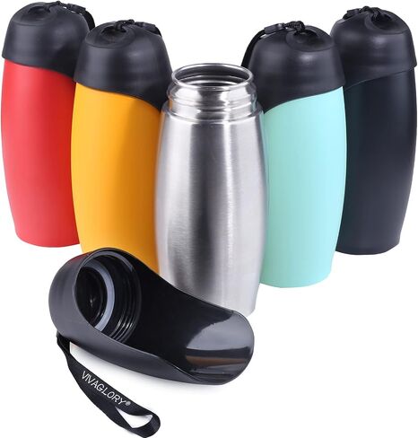 VIVAGLORY Dog Water Bottle, Pet Drinking Bottle, 25oz Portable & Leakproof Stainless Steel Dog Travel Water Bottle Bowl with Large Trough for Walking & Hiking, Mint Green in Saudi Arabia