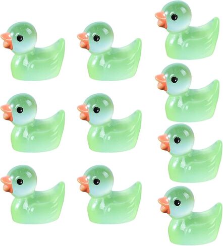 10Pcs Miniature Animal Figures, Miniature Duck Tiny Animal Figurine Mini Ornament Kits for Present for Home Decoration，Dollhouse Accessories，Dollhouse Décor (Green) in Kuwait
