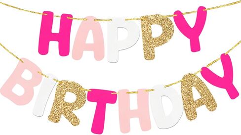 Happy Birthday Banner Kids Party Supplies White Theme Birthday Party Signs Handmade Pre-Strung Garland Decorations Nursery Hanging Decor 13pcs in Kuwait