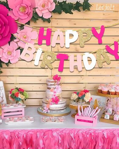Happy Birthday Banner Kids Party Supplies White Theme Birthday Party Signs Handmade Pre-Strung Garland Decorations Nursery Hanging Decor 13pcs in Kuwait