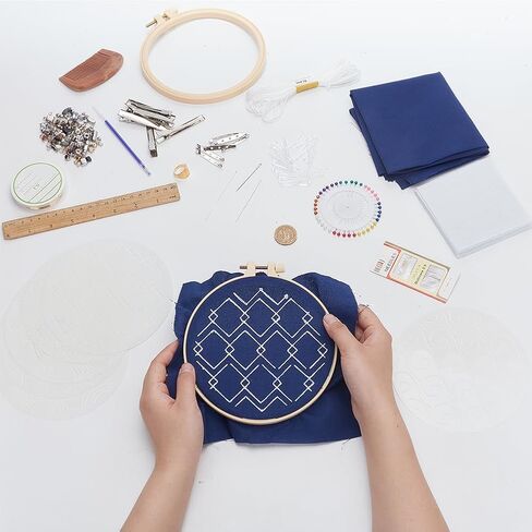 FreeBloss 3 Set Sashiko Kit Sashiko تطريز طقم المبتدئين تشمل خيط التطريز والإبر والأقمشة والخياطة اليدوية مع قالب الحيوانات الأليفة in Saudi Arabia
