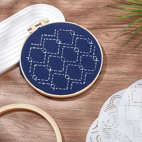 FreeBloss 3 Set Sashiko Kit Sashiko تطريز طقم المبتدئين تشمل خيط التطريز والإبر والأقمشة والخياطة اليدوية مع قالب الحيوانات الأليفة in Saudi Arabia