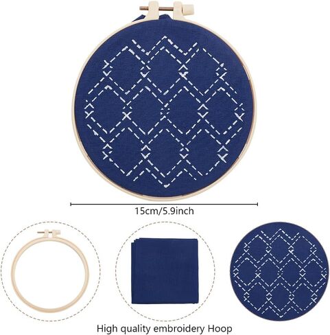 FreeBloss 3 Set Sashiko Kit Sashiko تطريز طقم المبتدئين تشمل خيط التطريز والإبر والأقمشة والخياطة اليدوية مع قالب الحيوانات الأليفة in Kuwait