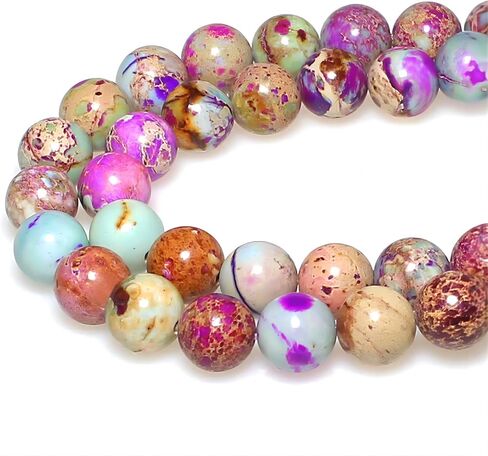 MJDCB Round Stone Beads Natural Purple Blue Emperor Jasper Loose Beads are Used in Jewelry Design to Make Bracelets and Necklaces (4mm) in Kuwait