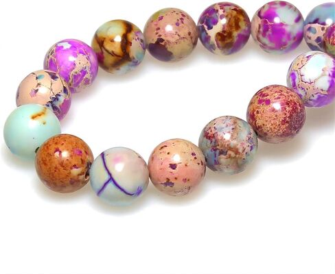 MJDCB Round Stone Beads Natural Purple Blue Emperor Jasper Loose Beads are Used in Jewelry Design to Make Bracelets and Necklaces (4mm) in Kuwait