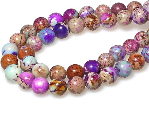 MJDCB Round Stone Beads Natural Purple Blue Emperor Jasper Loose Beads are Used in Jewelry Design to Make Bracelets and Necklaces (4mm) in Kuwait
