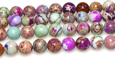 MJDCB Round Stone Beads Natural Purple Blue Emperor Jasper Loose Beads are Used in Jewelry Design to Make Bracelets and Necklaces (4mm) in Kuwait