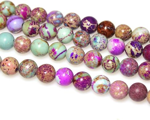 MJDCB Round Stone Beads Natural Purple Blue Emperor Jasper Loose Beads are Used in Jewelry Design to Make Bracelets and Necklaces (4mm) in Kuwait