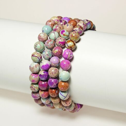 MJDCB Round Stone Beads Natural Purple Blue Emperor Jasper Loose Beads are Used in Jewelry Design to Make Bracelets and Necklaces (4mm) in Kuwait