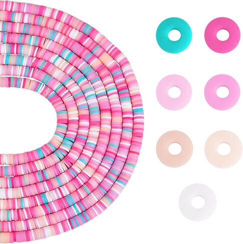 Ornaland 10 Strands 6mm Vinyl Disc Heishi Beads Handmade Polymer Clay Beads Colorful Flat Round Loose Spacer Chip Beads for Bohemian Surfer Chocker Bracelet Jewelry Making (3200PCS) in Kuwait