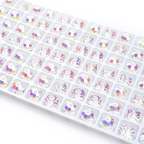 336 PCS 8MM Crystal Briollete Rondelle Beads AB Glass Crystal Beads for DIY Morning 68 Faceted 8 Choices مع Box (Flash White) in Saudi Arabia