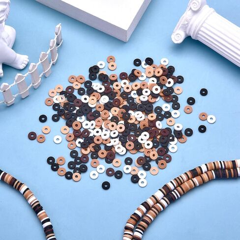 Ornaland 10 Strands 6mm Vinyl Disc Heishi Beads Handmade Polymer Clay Beads Colorful Flat Round Loose Spacer Chip Beads for Bohemian Surfer Chocker Bracelet Jewelry Making (3200PCS) in Kuwait