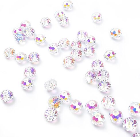 336 PCS 8MM Crystal Briollete Rondelle Beads AB Glass Crystal Beads for DIY Morning 68 Faceted 8 Choices مع Box (Flash White) in Saudi Arabia