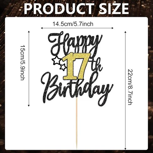 Glitter Black Gold Happy 19th Birthday Cake Toppers ، Decorations Birthday Cake Topper for Boys Girls 19 years alen eno in Kuwait