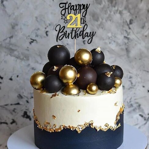 Glitter Black Gold Happy 19th Birthday Cake Toppers ، Decorations Birthday Cake Topper for Boys Girls 19 years alen eno in Kuwait