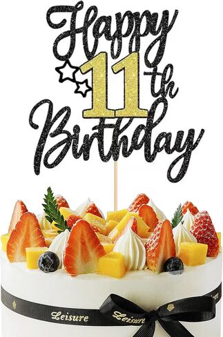 Glitter Black Gold Happy 19th Birthday Cake Toppers ، Decorations Birthday Cake Topper for Boys Girls 19 years alen eno in Kuwait