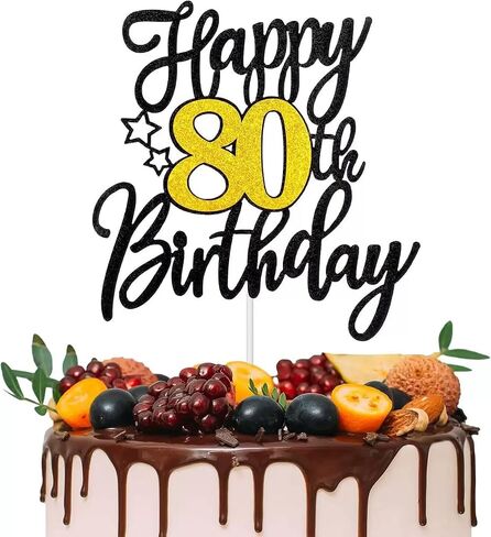 Glitter Black Gold Happy 19th Birthday Cake Toppers ، Decorations Birthday Cake Topper for Boys Girls 19 years alen eno in Kuwait