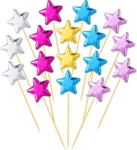 100pcs Star Cake Topper, Colorful Star Cupcake Toppers, Cupcake Toppers Sticks, Star Cake Decorations for Birthday Parties, Weddings, Engagements, Wedding Anniversaries, Bridal Showers(Colorful) in Saudi Arabia