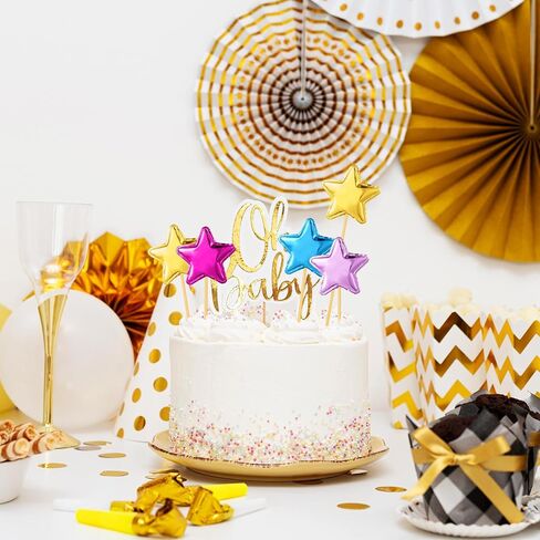 100pcs Star Cake Topper, Colorful Star Cupcake Toppers, Cupcake Toppers Sticks, Star Cake Decorations for Birthday Parties, Weddings, Engagements, Wedding Anniversaries, Bridal Showers(Colorful) in Saudi Arabia