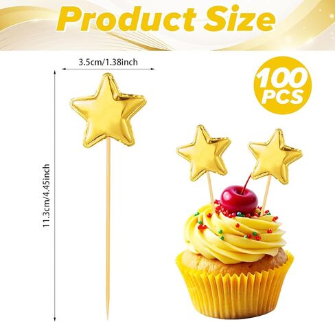 100pcs Star Cake Topper, Colorful Star Cupcake Toppers, Cupcake Toppers Sticks, Star Cake Decorations for Birthday Parties, Weddings, Engagements, Wedding Anniversaries, Bridal Showers(Colorful) in Saudi Arabia