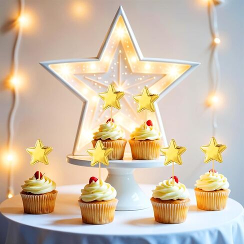 100pcs Star Cake Topper, Colorful Star Cupcake Toppers, Cupcake Toppers Sticks, Star Cake Decorations for Birthday Parties, Weddings, Engagements, Wedding Anniversaries, Bridal Showers(Colorful) in Saudi Arabia