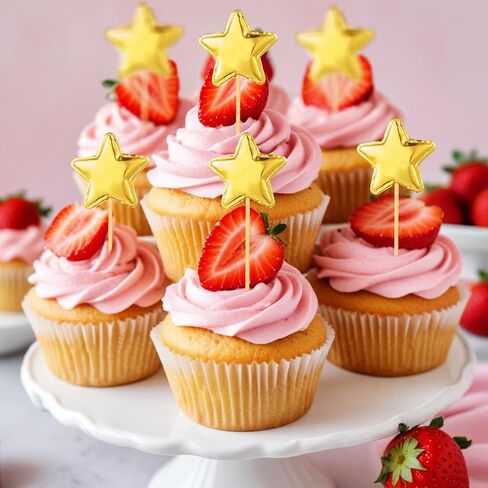 100pcs Star Cake Topper, Colorful Star Cupcake Toppers, Cupcake Toppers Sticks, Star Cake Decorations for Birthday Parties, Weddings, Engagements, Wedding Anniversaries, Bridal Showers(Colorful) in Saudi Arabia