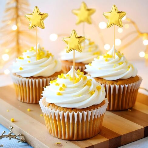 100pcs Star Cake Topper, Colorful Star Cupcake Toppers, Cupcake Toppers Sticks, Star Cake Decorations for Birthday Parties, Weddings, Engagements, Wedding Anniversaries, Bridal Showers(Colorful) in Saudi Arabia